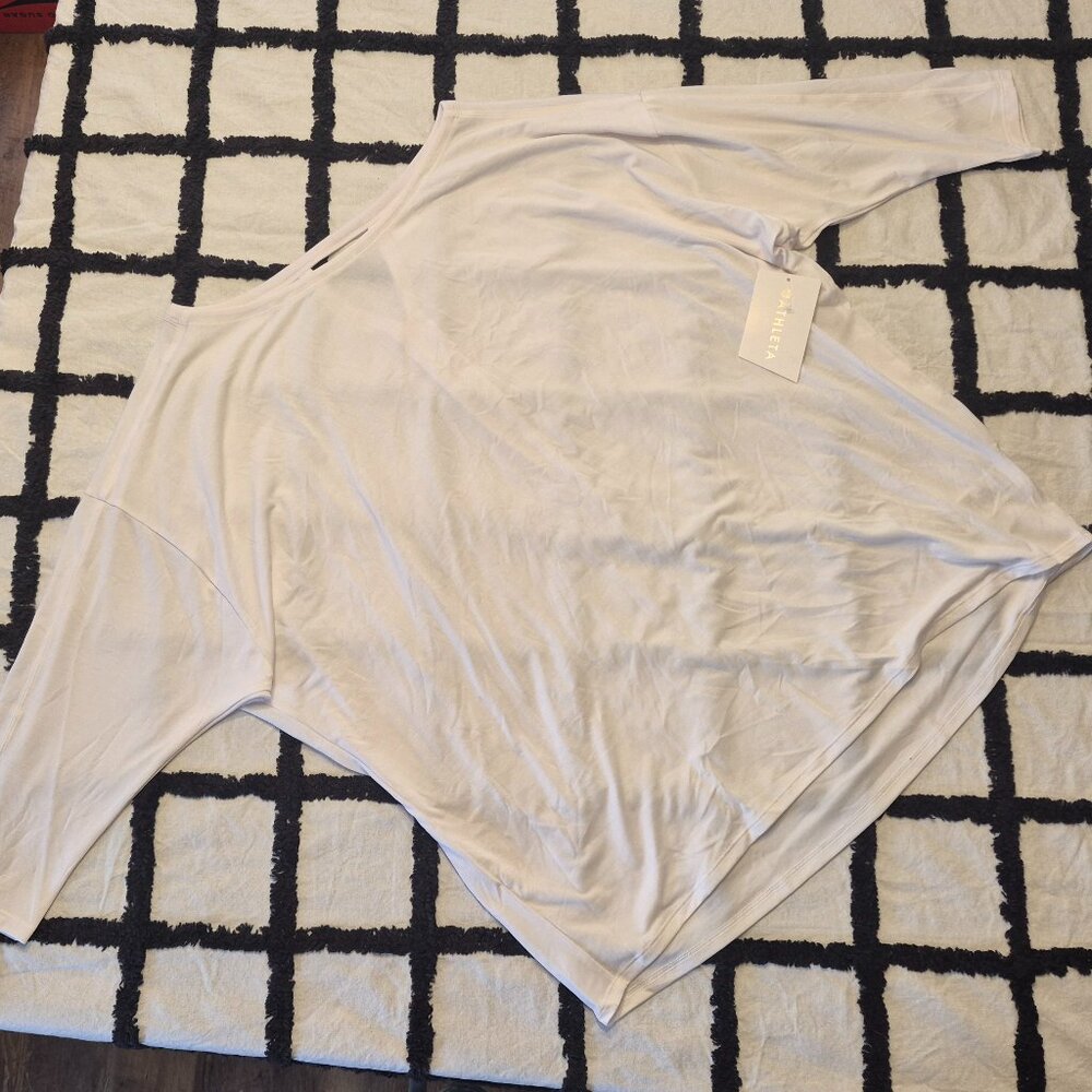 NEW Athleta 1X White Ease In Top 3/4 Sleeve Yoga Dance Wicking - Picture 5 of 8